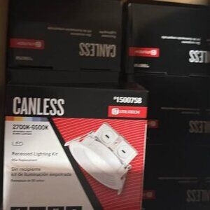 **NEW** Lot of 6 Utilitech Canless Recessed LED Light Kits, 2700k-6500k White